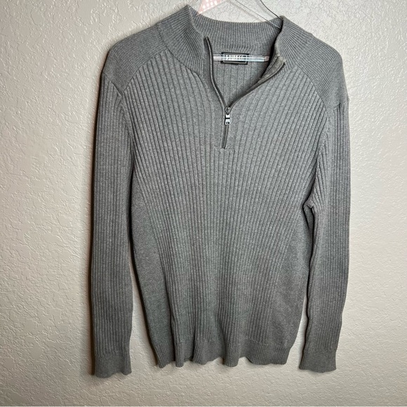 Express Men Half Zip Collared Ribbed Sweater - Picture 3 of 7